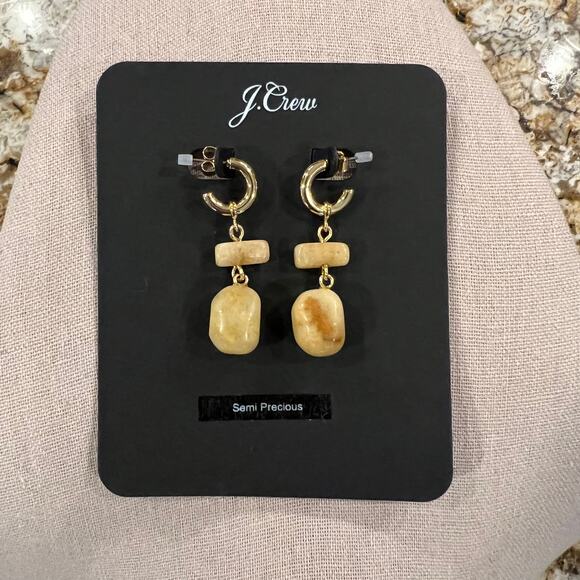 NWT J. Crew Gold/Brown Semiprecious Stone Drop Earrings - Sold Separately - Picture 7 of 11